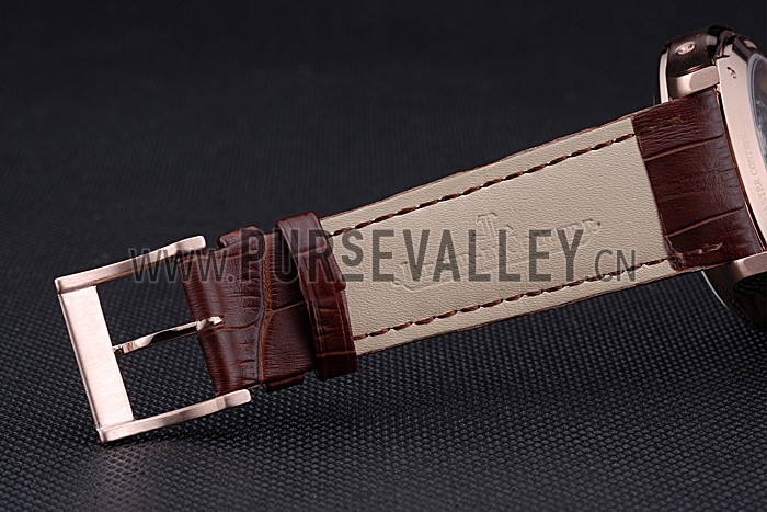 Jaeger LeCoultre Master White Dial Brown Leather Band Rose Gold Bezel 622080