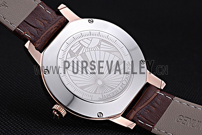 Jaeger LeCoultre Rendez-Vous Brown Dial Brown Leather Strap Rose Gold Diamond Bezel 622084