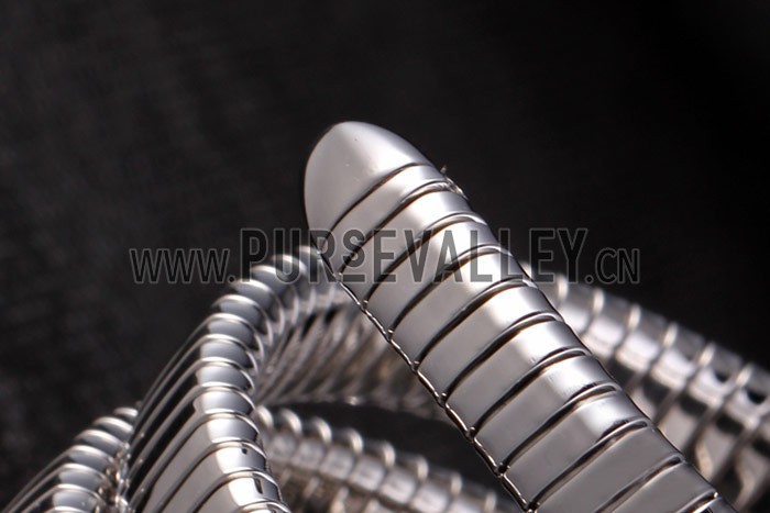 Bvlgari Serpenti 23mm White Dial Stainless Steel Case With Diamonds Double Steel Bracelet