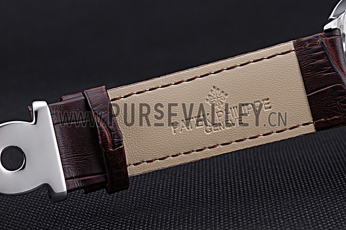 Patek Philippe Geneve Grand Complications White Dial Stainless Steel Bezel Brown Leather Band 622151