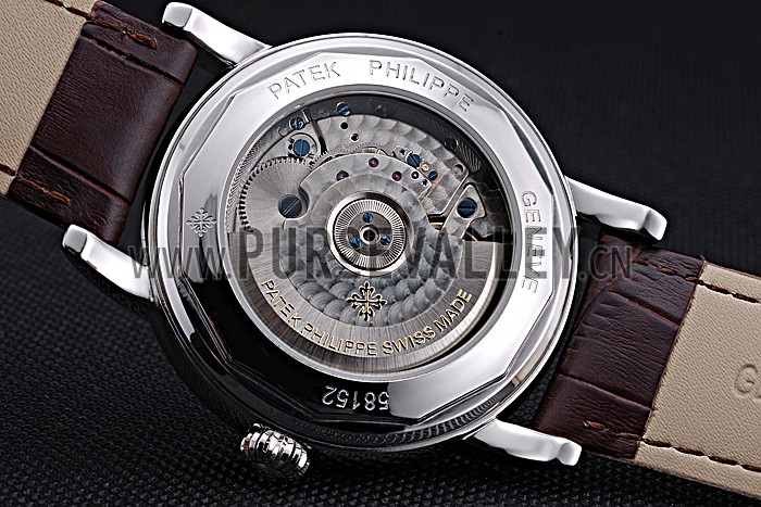 Patek Philippe Geneve Grand Complications White Dial Tourbillon Stainless Steel Bezel Brown Band 622154