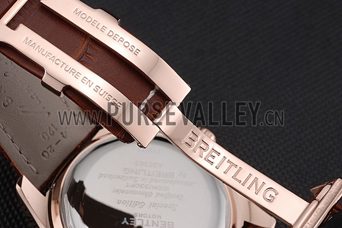 Breitling Bentley Motors Speed Gold Case White Dial Brown Leather Bracelet 622233