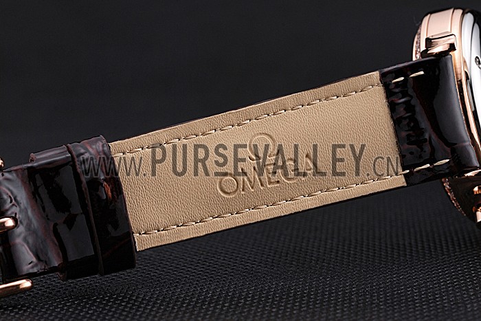 Omega De Ville Chronograph Brown Dial Gold Diamond Case Brown Leather Bracelet 622457