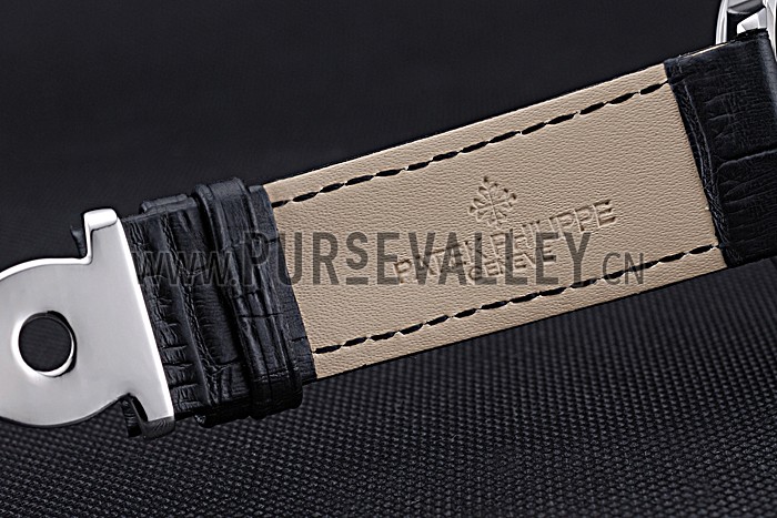 Patek Philippe Geneve Grand Complications Black Dial Stainless Steel Bezel Black Leather Band 622153