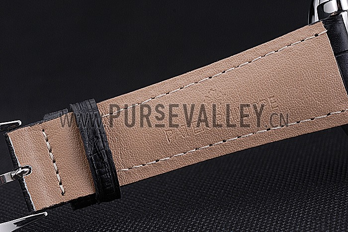 Patek Philippe Grand Complications Stainless Steel Case Black Dial Roman Numerals Black Leather Bracelet 622256