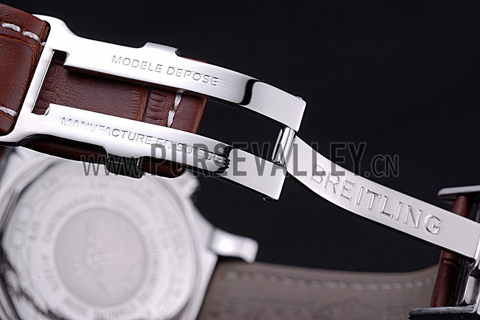 Breitling Chronomat Evolution White Dial Brown Leather Bracelet 622517