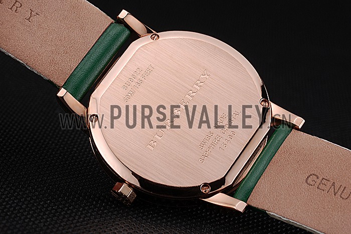 Burberry The City Classic Silver Dial Green Bracelet 622564