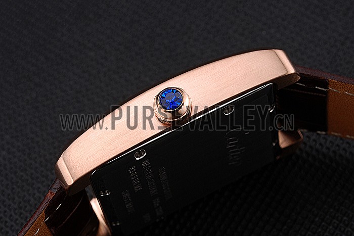 Cartier Tank MC White Dial Gold Case Brown Leather Strap 622578