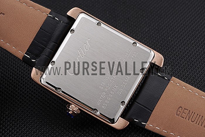 Cartier Tank MC Black Dial Gold Case Black Leather Strap 622580