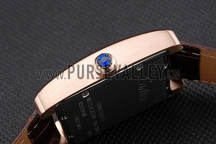 Cartier Tank MC Brown Dial Gold Case Brown Leather Strap 622583