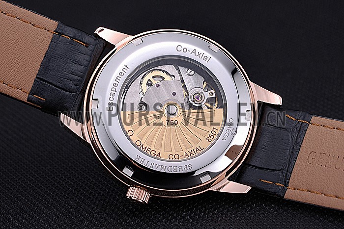 Omega DeVille Prestige Silver Dial Gold Case Black Leather Bracelet 622593