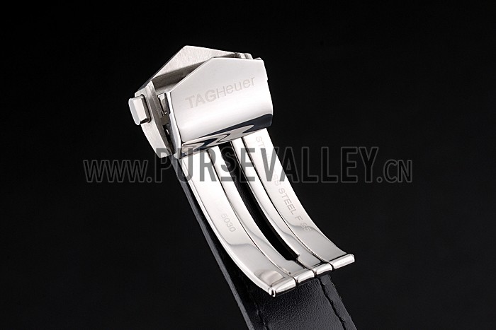 Tag Heuer Carerra Calibre 6 Black Dial Stainless Steel Bezel Black Leather Band 622162