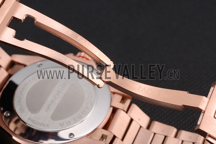 Tag Heuer Grand Carrera Rose Gold Bracelet Black Dial 801438