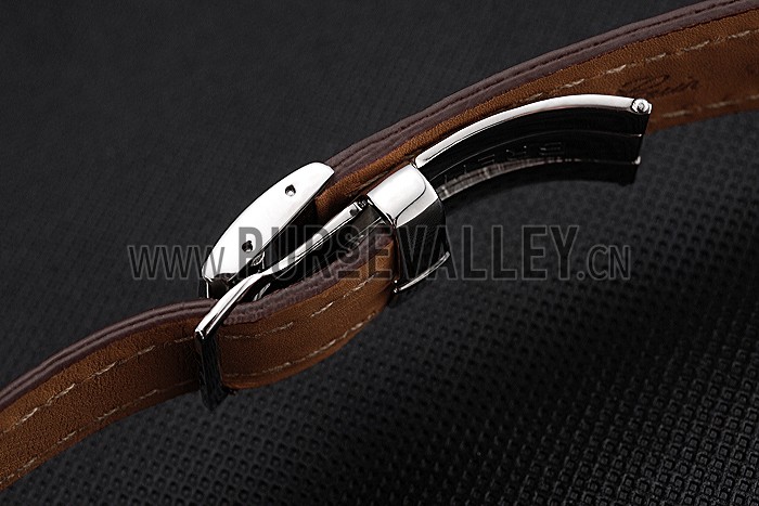 Breitling Brown Leather White Stitching Bracelet 622604