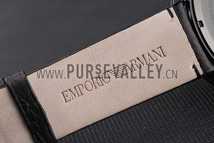 Emporio Armani Classic Chronograph Black Dial Black Leather Bracelet 622340