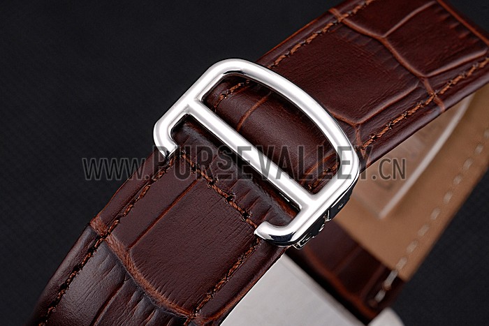 Cartier Tank MC Brown Dial Stainless Steel Case Brown Leather Bracelet 622692