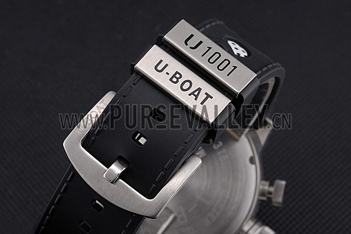 U-Boat 1001 Orange On Black Dial Stainless Steel Case Rubber Bracelet 622716