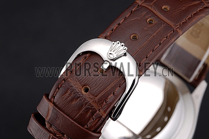 Rolex Cellini White Dial Stainless Steel Case Brown Leather Bracelet 622723