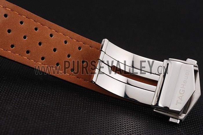 Tag Heuer Carrera SpaceX Silver Bezel with Black Dial and Light Brown Leather Strap tag265 621536