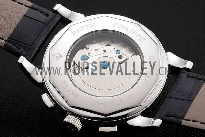 Patek Philippe Grand Complications Stainless Steel Case Black Dial Black Leather Bracelet 622258