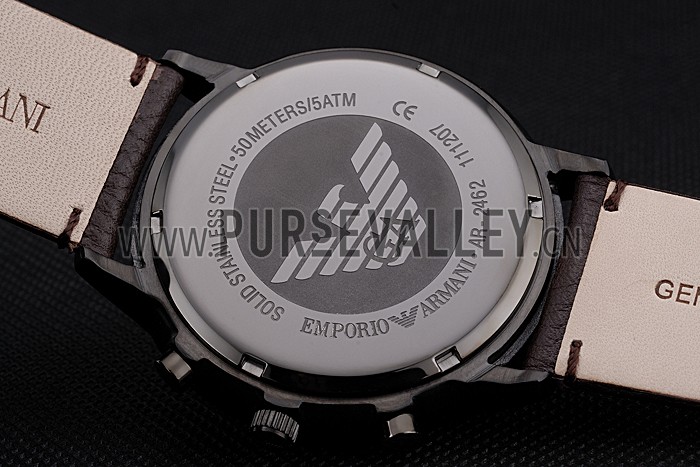 Emporio Armani Classic Chronograph Brown Dial Silver Case Brown Leather Bracelet 622341