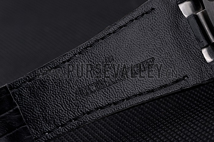 Swiss Audemars Piguet Royal Oak Offshore Gold Dial Stainless Steel Case Black Leather Strap 622849