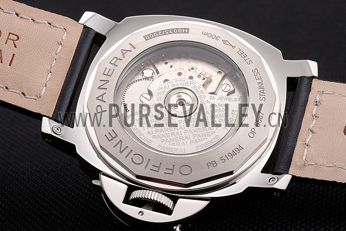 Panerai Luminor Marina Date Black Hobnail Pattern Dial Stainless Steel Case Black Leather Strap