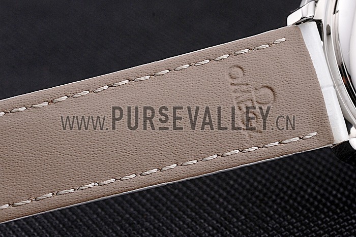 Omega DeVille Prestige Co-Axial Diamond Silver Case Mother-Of-Pearl Dial White Leather Strap