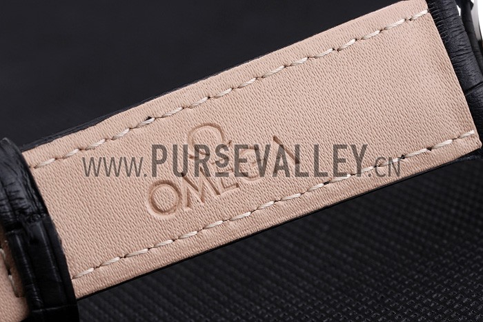 Omega De Ville Prestige Co-Axial Black Dial Silver Case Black Leather Strap Roman Numeral