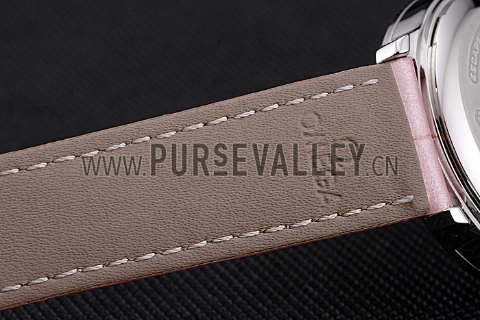 Omega DeVille Prestige Co-Axial Diamond Silver Case Mother-Of-Pearl Dial Pink Leather Strap