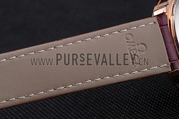 Omega DeVille Prestige Co-Axial Diamond Gold Case Mother-Of-Pearl Dial Purple Leather Strap