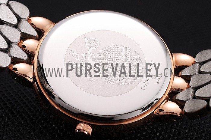 Omega De Ville Prestige White Dial With Diamonds Rose Gold Case Two Tone Bracelet