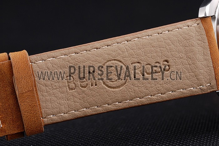 Bell and Ross BR126 Flyback Black Dial Silver Case Gold Numerals Brown Suede Leather Strap