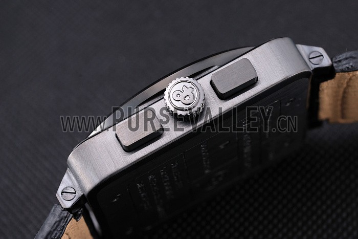 Bell and Ross BR 03-94 Black Dial White Numerals Silver Case Brown Leather Strap