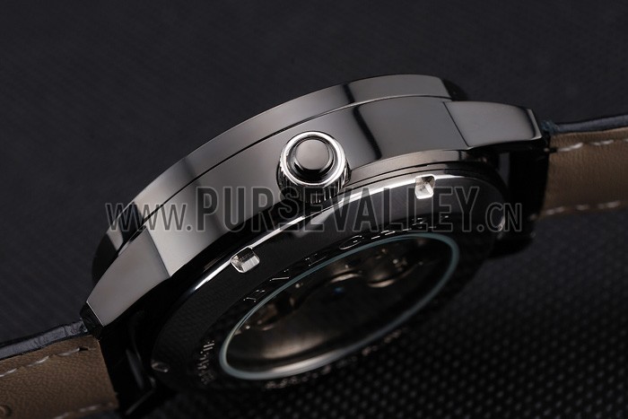 Bvlgari Tourbillon White Dial Black Case Black Leather Strap