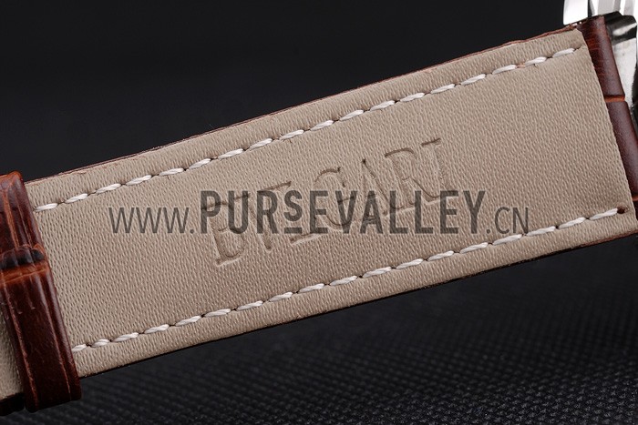 Bvlgari Tourbillon White Dial Silver Case Brown Leather Strap