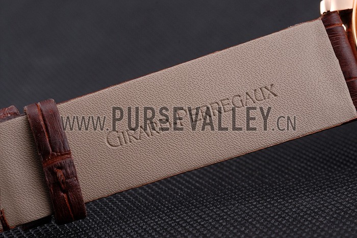 Swiss Girard-Perregaux 1966 Automatic White Dial Gold Case Brown Leather Strap