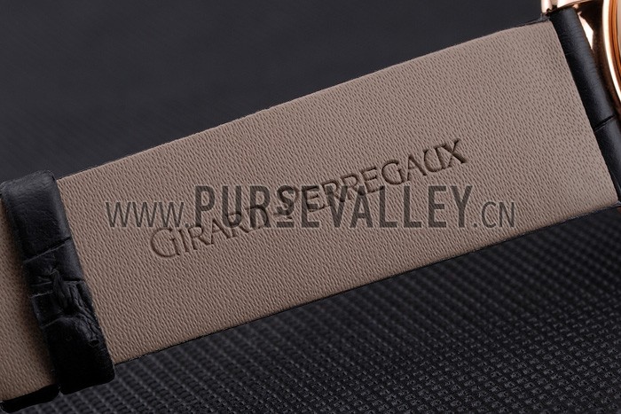 Swiss Girard-Perregaux 1966 White Dial Gold Case Black Leather Strap