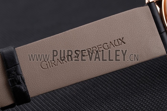 Swiss Girard-Perregaux 1966 White Dial Gold Diamond Case Black Leather Strap