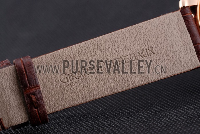 Swiss Girard-Perregaux 1966 Black Dial Gold Diamond Case Brown Leather Strap