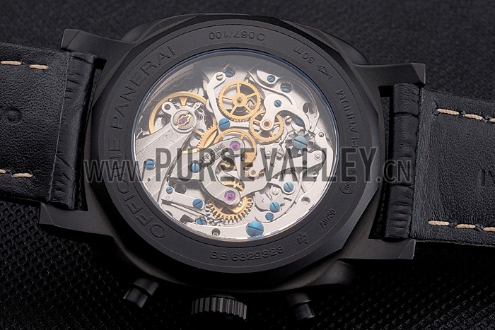 Swiss Panerai Radiomir 1940 Chronograph Black Dial Black Ionized Case Black Leather Strap