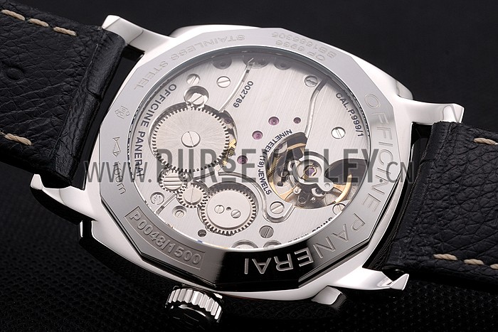 Swiss Panerai Radiomir Black Dial Stainless Steel Case Black Leather Strap