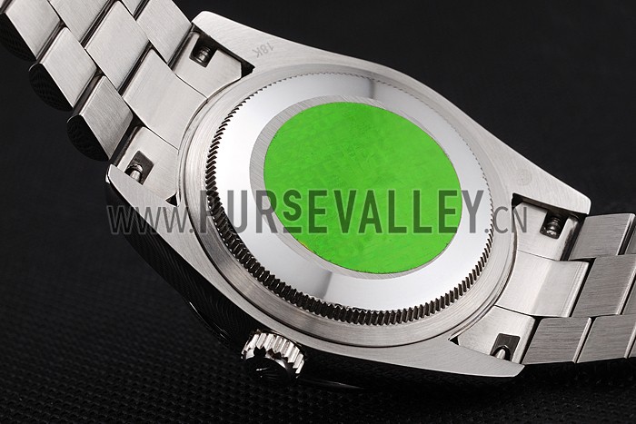 Swiss Rolex Day Date Diamond Pave Dial And Bezel Stainless Steel Case And Bracelet