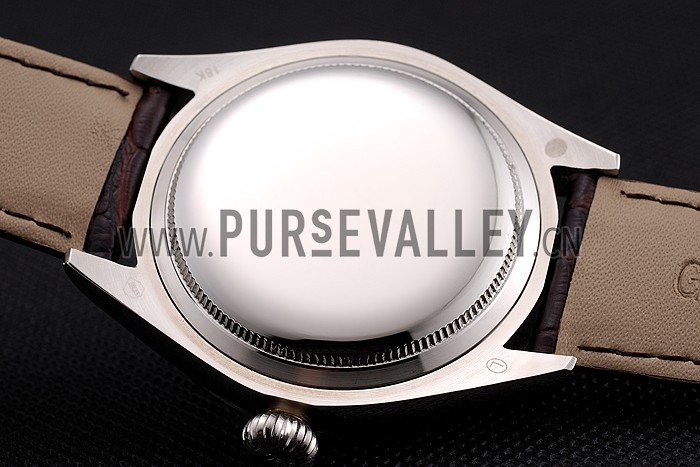 Rolex Cellini White Dial Stainless Steel Case Brown Leather Strap 622839