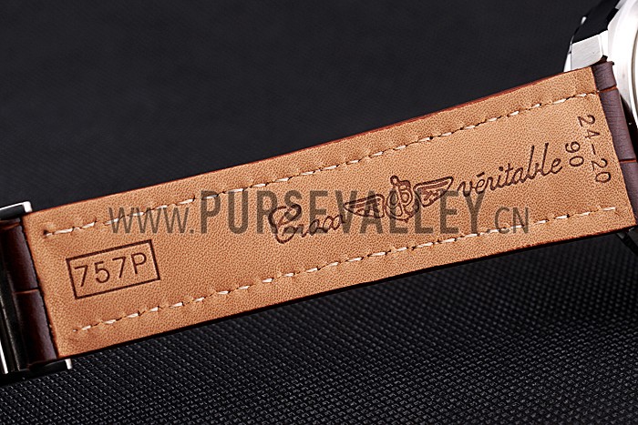 Breitling Bentley Mulliner Tourbillon White Dial Stainless Steel Case Brown Leather Strap 622729