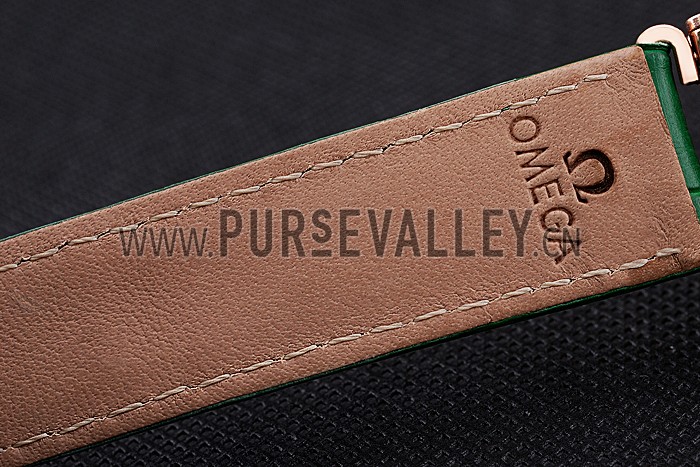 Omega Sochi Petrograd White Dial Gold Case Green Leather Strap 622821