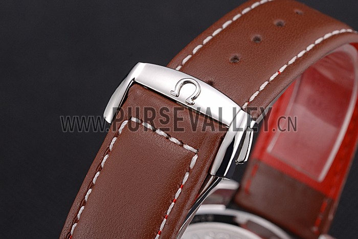 Omega Speedmaster Blue Dial Stainless Steel Case Brown Leather Strap 622807