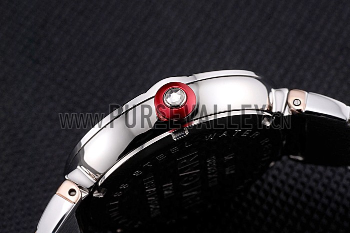 Bvlgari Lvcea White Dial Rose Gold Numerals Stainless Steel Case Two Tone Bracelet