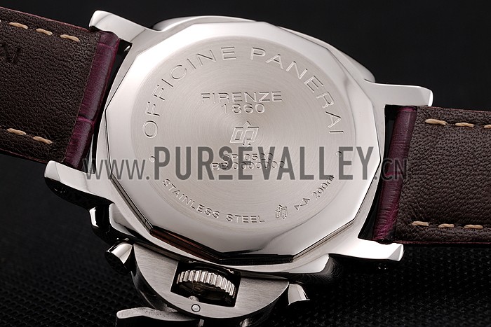 Panerai Radiomir 8 Days Chronograph Black Dial Stainless Steel Case Plum Leather Strap 1453795