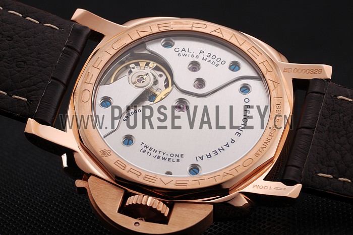 Swiss Panerai Luminor Marina Brown Dial Rose Gold Case Brown Leather Strap 1453843